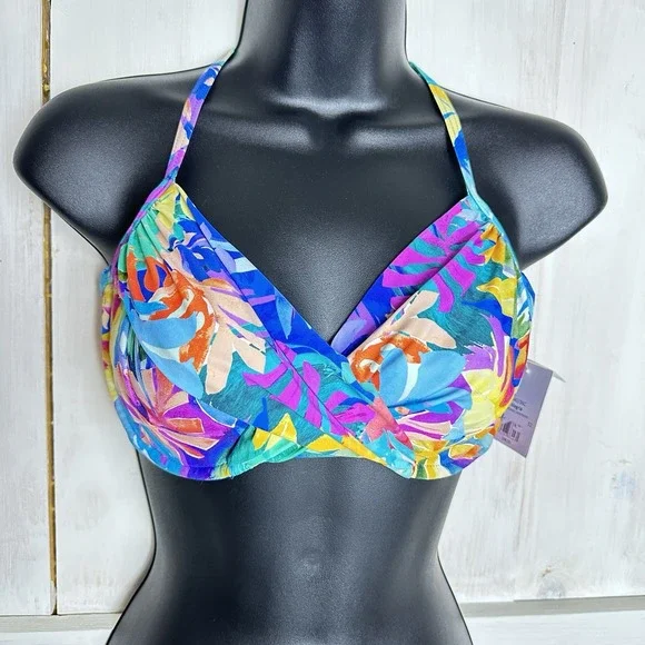 Sunsets Alegria Crossroads Underwire Bikini Top Swimsuit Sz 34D / 36C NWT Floral - Picture 2 of 12